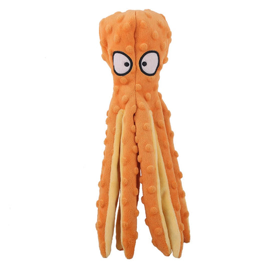 1PC Pet plush toys, cartoon stamps, fish skin shells, dog biting and sound-making toys, octopus, cat and dog products